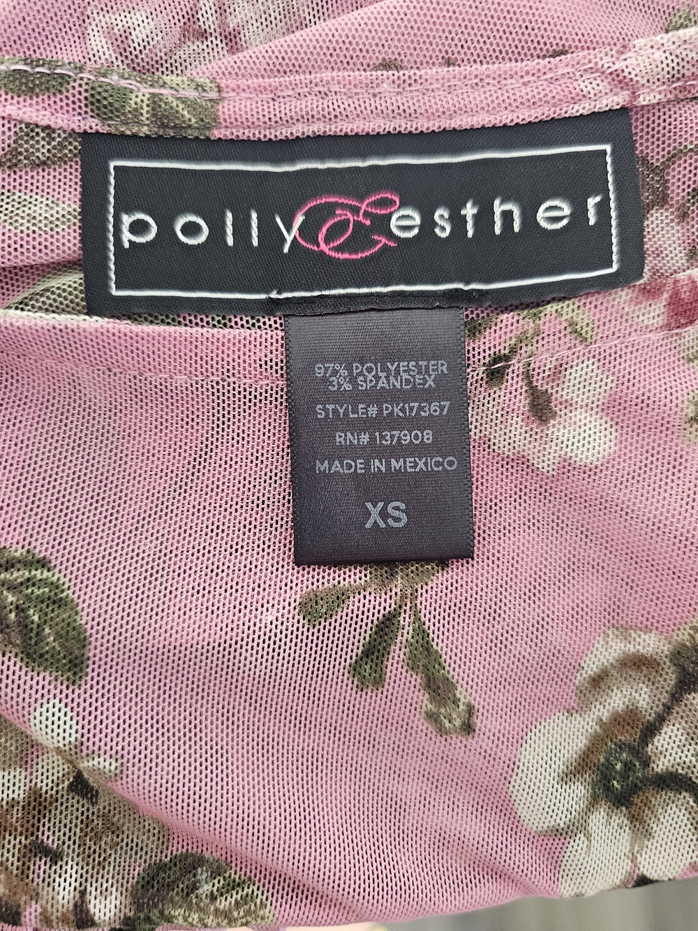 Polly & Esther Pink Floral Ruffle Mesh Long-Sleeve Top - Picture 5 of 7